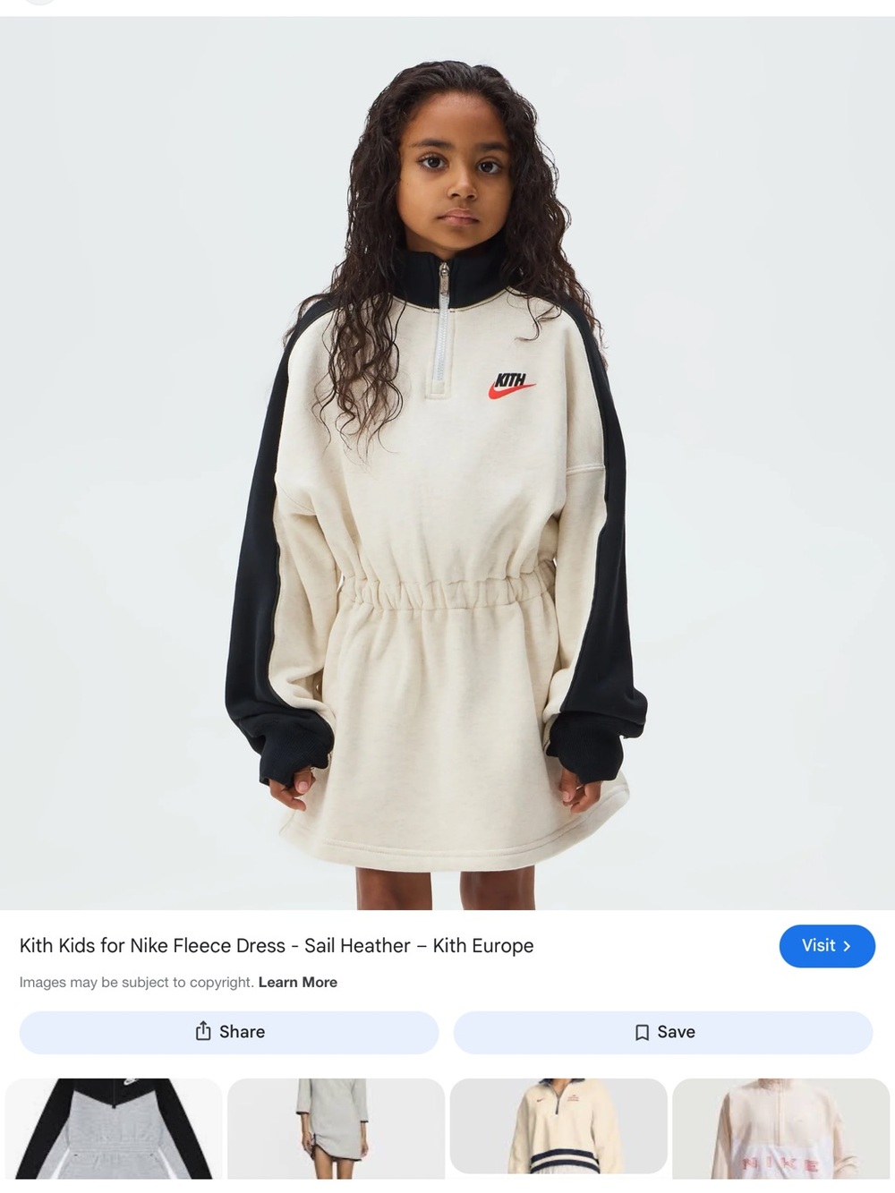 Kith Sail Heather Fleece Dress with Black Sleeves